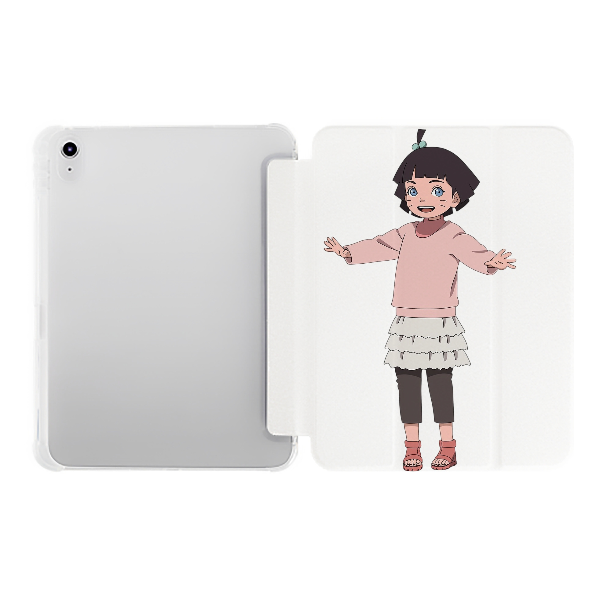 （画像用） NARUTO -ナルト- うずまき ヒマワリ Uzumaki Himawari IPad ケース ペン収納付き 三つ折りスタンド PUレザー×シリコン 対応機種9.5/10.5/10.9インチ
